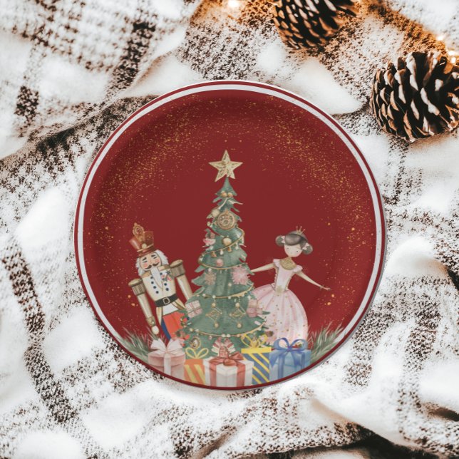 Plato De Papel Fiesta de Navidades desnudos Baby Shower (Nutcracker Christmas Party Baby Shower Paper Plates)