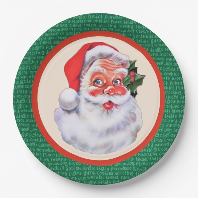 Plato De Papel Fiesta de Navidades Jolly Santa Claus (Anverso)
