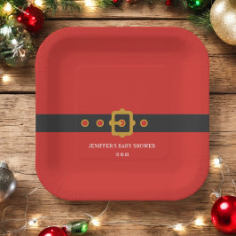 Plato De Papel Fiesta de Navidades navideños de Santa Bebé