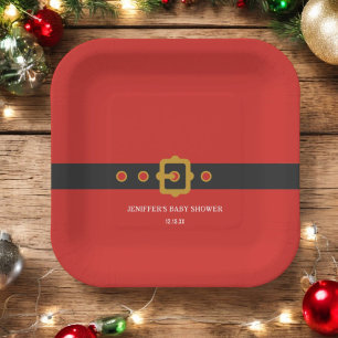 Plato De Papel Fiesta de Navidades navideños de Santa Bebé