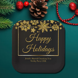 Plato De Papel Fiesta de Navidades Personalizados de copos de nie