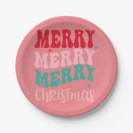 Plato De Papel Fiesta de Navidades rosados