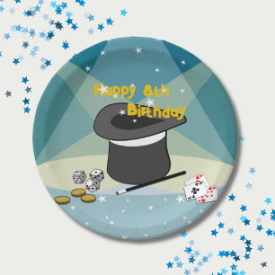 Plato De Papel Fiesta de Niños de 8 Años de Magic Show