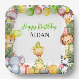 Plato De Papel Fiesta de Niños de Animales Safari