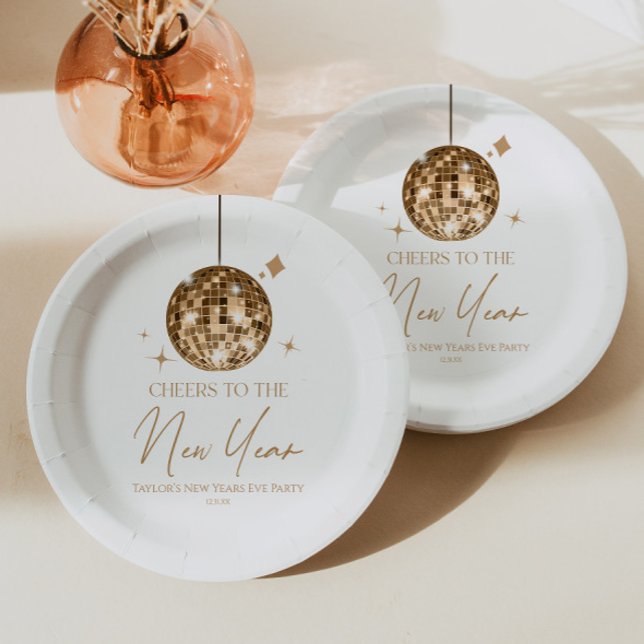 Plato De Papel Fiesta de Nochevieja Nochevieja Disco de Oro (Subido por el creador)
