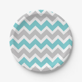 Plato De Papel fiesta de novias con chevron gris turquesa