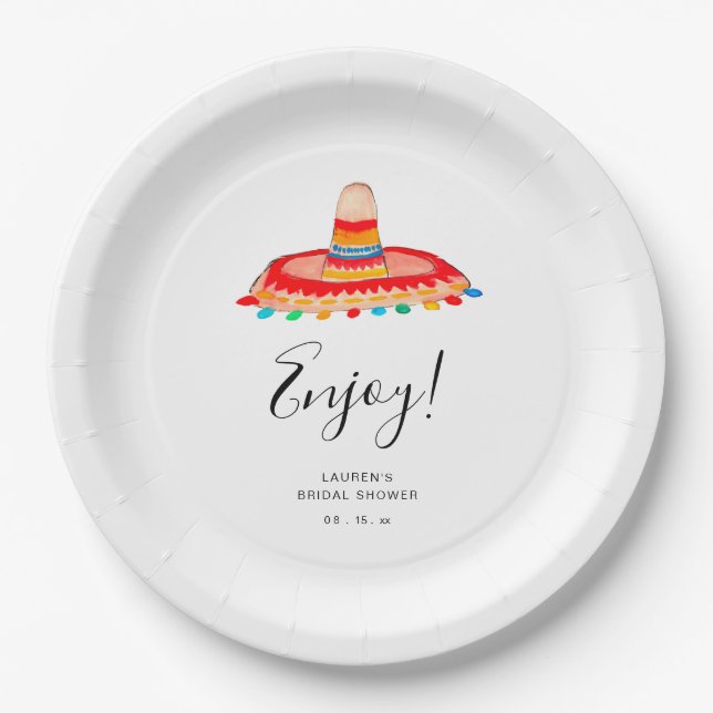 Plato De Papel Fiesta de Novias de Sombrero (Anverso)