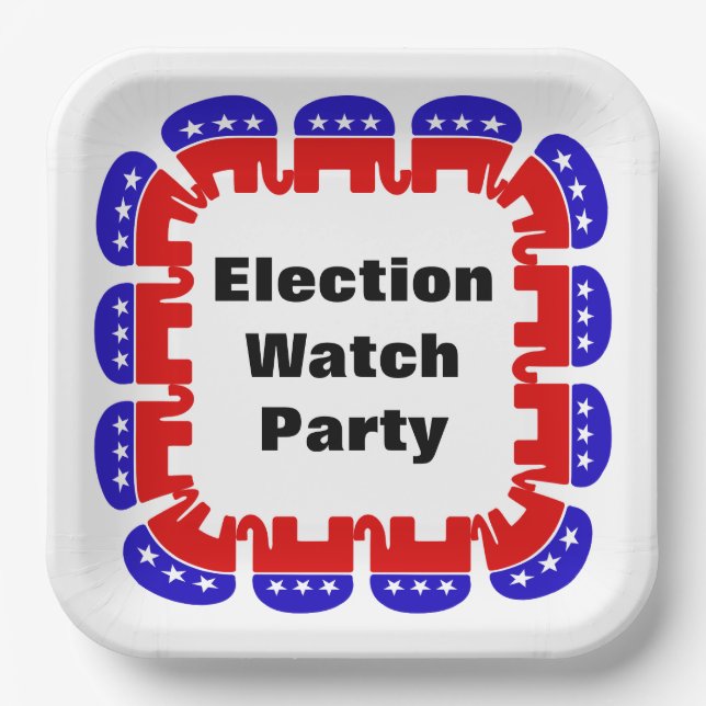 Plato De Papel Fiesta de Observador Electoral Republicano (Anverso)