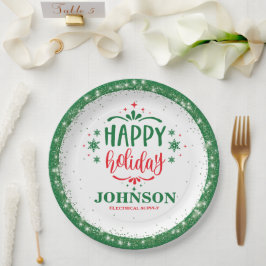 Plato De Papel Fiesta de oficina de Navidades verdes y rojos fest