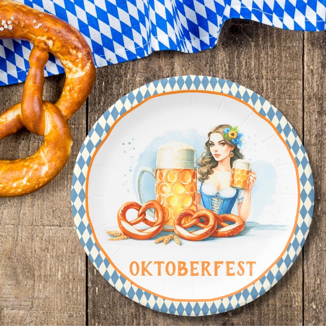 Plato De Papel Fiesta De Oktoberfest Con Cerveza Y Pretzels ai (Subido por el creador)