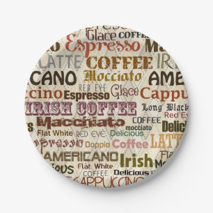 Plato De Papel Fiesta de palabras de café lindos