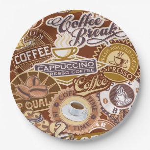Plato De Papel Fiesta de palabras de café poco preciadas