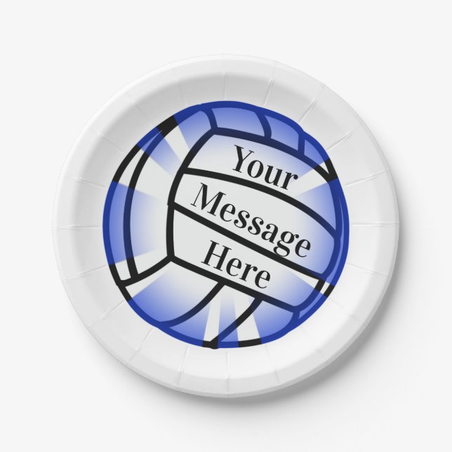 Plato De Papel Fiesta de papel del Personalizado de voleibol azul (Anverso)