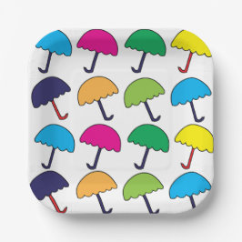 Plato De Papel Fiesta de paraguas colorido