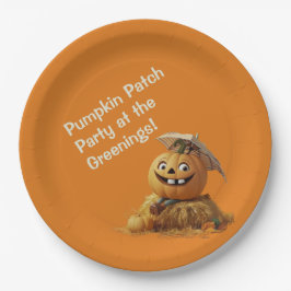 Plato De Papel Fiesta de parche de calabaza para niños Halloween 