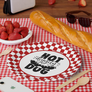 Plato De Papel fiesta de parrillada de hot dog divertido