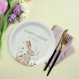 Plato De Papel Fiesta de Pascua Pastel Rabbit
