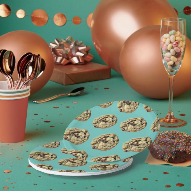 Plato De Papel Fiesta de patrón de cookie de chocolate (Multi)