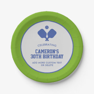 Plato De Papel Fiesta de pelota de pádel Personalizado verde azul