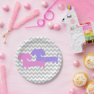 Plato De Papel Fiesta de Perro Doble Dachshund Wiener