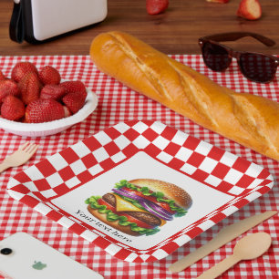 Plato De Papel Fiesta de personalizable de hamburguesa de cocción