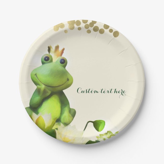 Plato De Papel Fiesta de Personalizado Baby Shower de Frog Prince (Anverso)