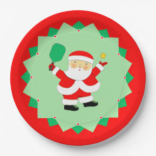 Plato De Papel Fiesta de Pickleball de Navidad