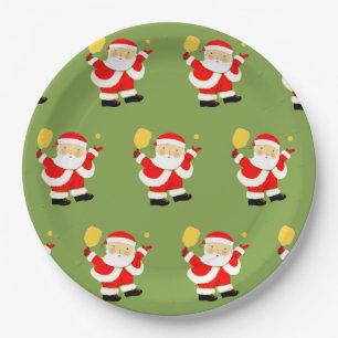 Plato De Papel Fiesta de pickleball navideña