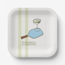 Plato De Papel fiesta de pickleball y martini