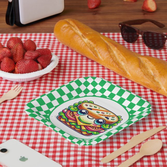 Plato De Papel Fiesta de picnic de sandwich lindo (Picnic)