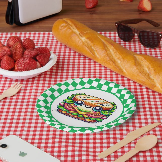 Plato De Papel Fiesta de picnic de sandwich lindo (Picnic)