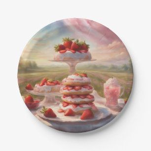 Plato De Papel Fiesta de picnic de tarta de fresa decadente