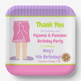 Plato De Papel Fiesta de pijamas y panqueques de traje