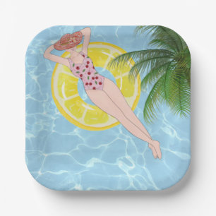 Plato De Papel Fiesta de piscina para adultos divertido y elegant