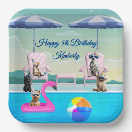 Plato De Papel Fiesta de Piscina para Perros Personalizada