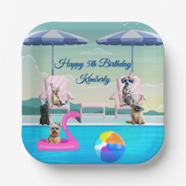 Plato De Papel Fiesta de Piscina para Perros Personalizada
