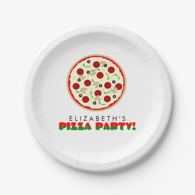 Plato De Papel Fiesta de Pizza (Anverso)