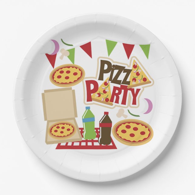 Plato De Papel Fiesta de Pizza (Anverso)