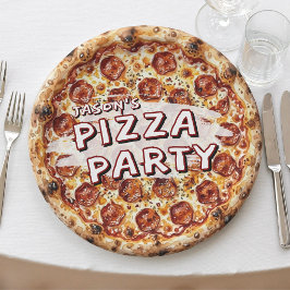 Plato De Papel Fiesta de Pizza Cumpleaños Infantil