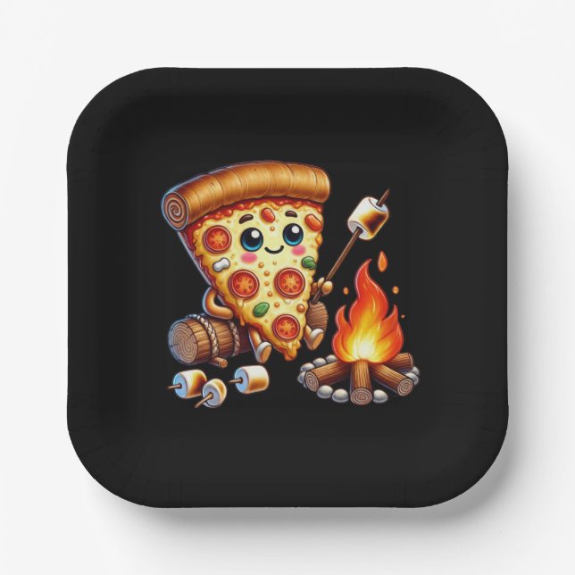 Plato De Papel Fiesta de pizza de fuego crudo (Anverso)