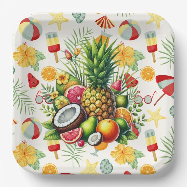 Plato De Papel Fiesta de playa (Anverso)