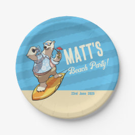 Plato De Papel Fiesta de playa añada tu nombre Guay Surfing Polar