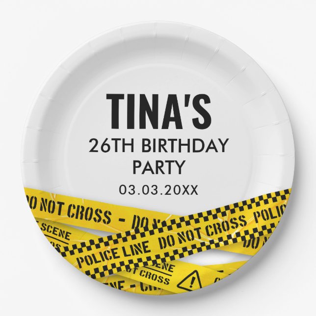 Plato De Papel Fiesta de Policía con Cintas Amarillas de Escena d (Anverso)