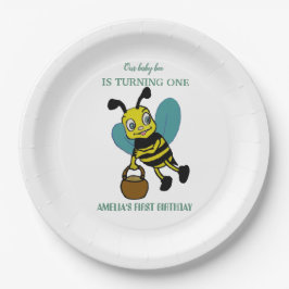 Plato De Papel Fiesta de primer año de nacimiento personalizado d