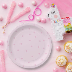 Plato De Papel Fiesta de Punto Polka Rosa bonito