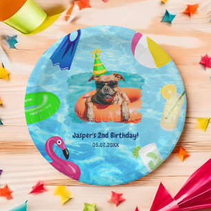 Plato De Papel Fiesta de Puppy Pawty Birthday Dog Pool