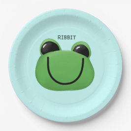 Plato De Papel Fiesta de rana verde feliz