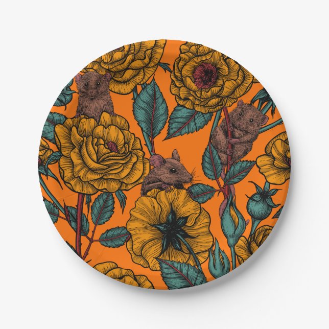 Plato De Papel Fiesta de ratones retro (Anverso)