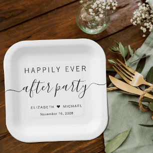 Plato De Papel Fiesta de recepción de boda Felices para Siempre