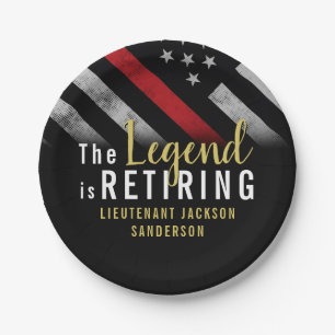 Plato De Papel Fiesta de Retiro de Bomberos, bombero de la línea 